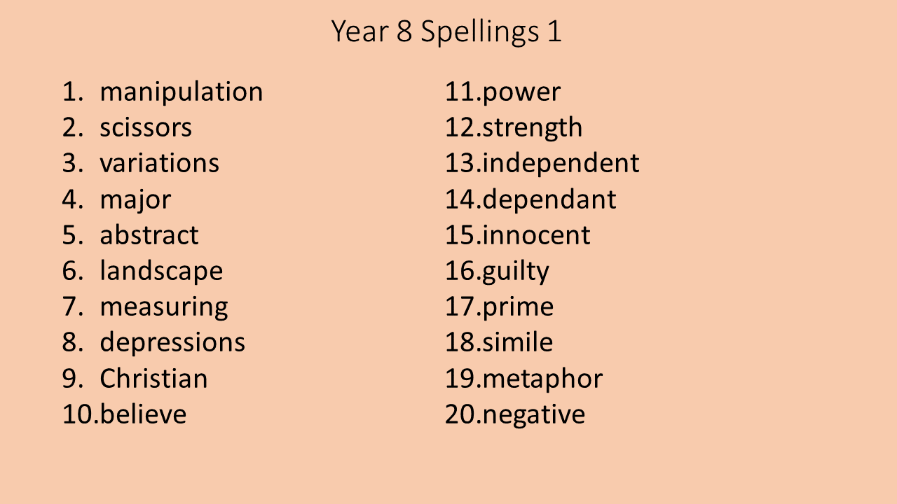 year 8 spelling lists autumn term whitburn church of england academy